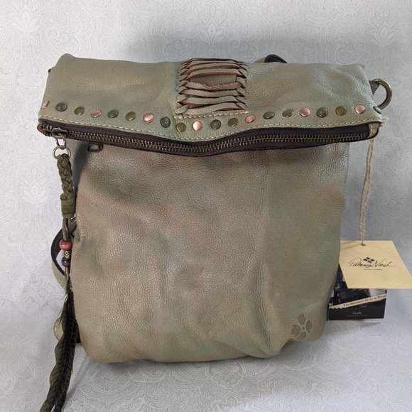 PATRICIA NASH Luzille leather vintage women's backpack bag GREEN + Dust bag - Picture 4 of 9